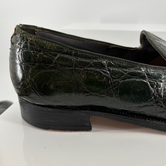 Vintage FootJoy Genuine Alligator Crocodile Loafer Green Exotic Leather Men 10.5 main image 13